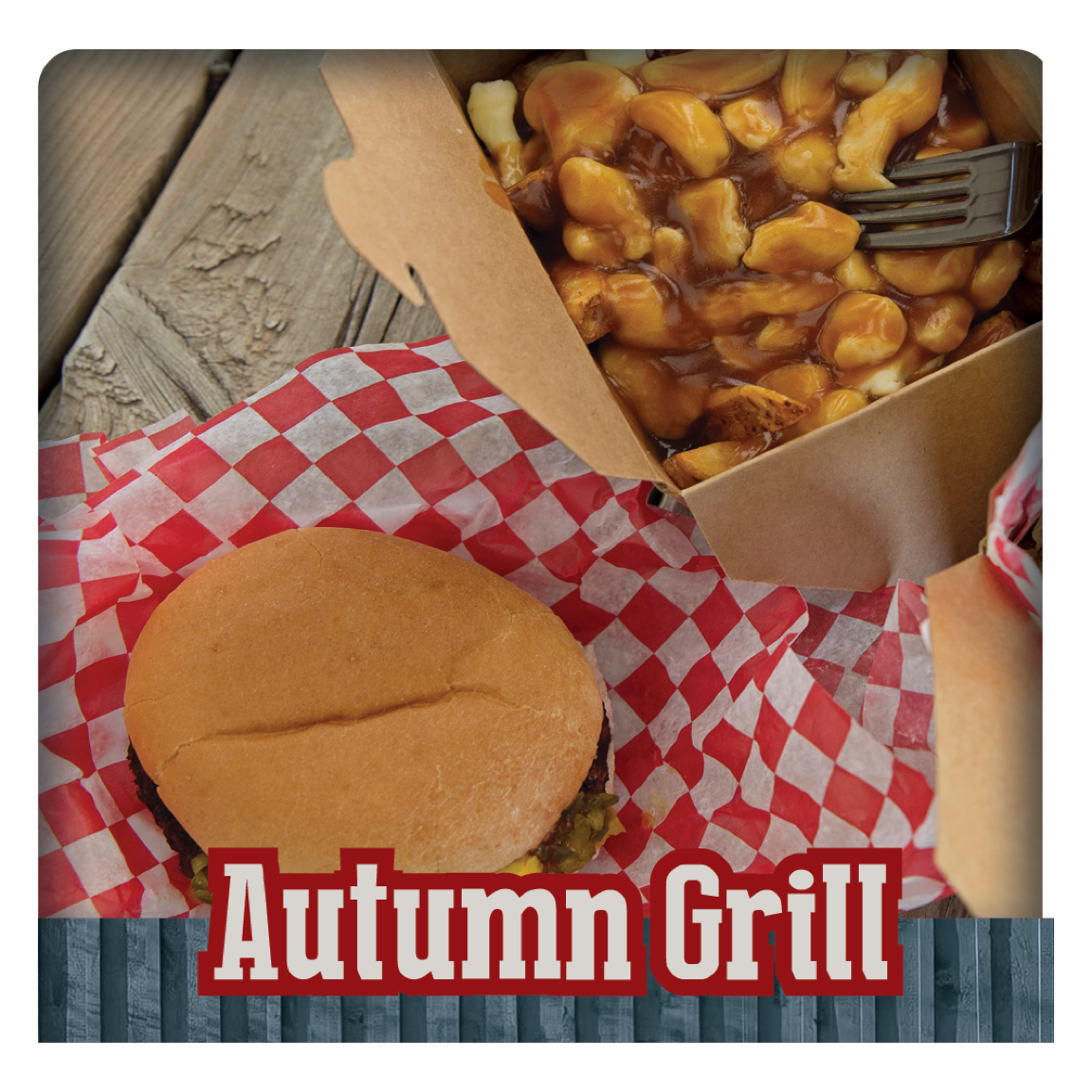 Poutine, a dish of french fries with gray and cheese curds.